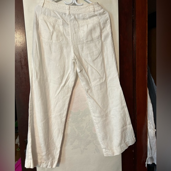 Liz Claiborne 100% linen white straight leg pants, size petite 8 - Picture 4 of 5